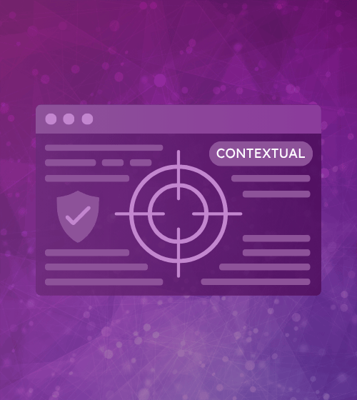 Illustration representing contextual targeting and brand safety with categorized web content and reputation awareness.