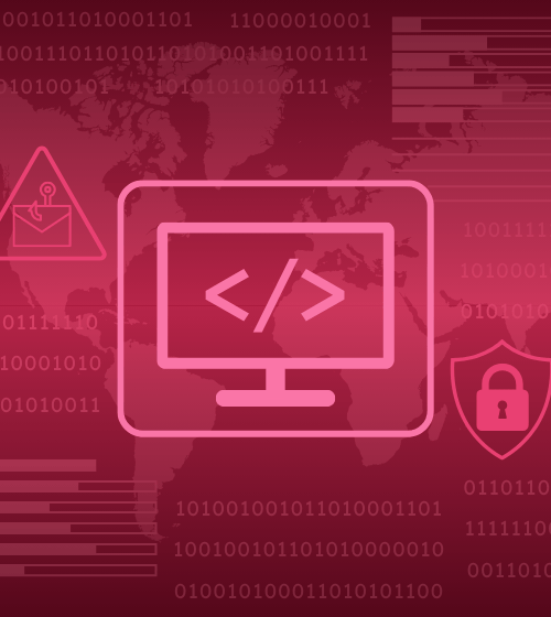 Cybersecurity illustration representing a threat intelligence feed with phishing, malware, and suspicious activity detection.